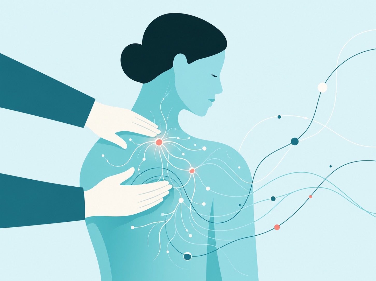 Gentle manual therapy contact represented through connected neural signals